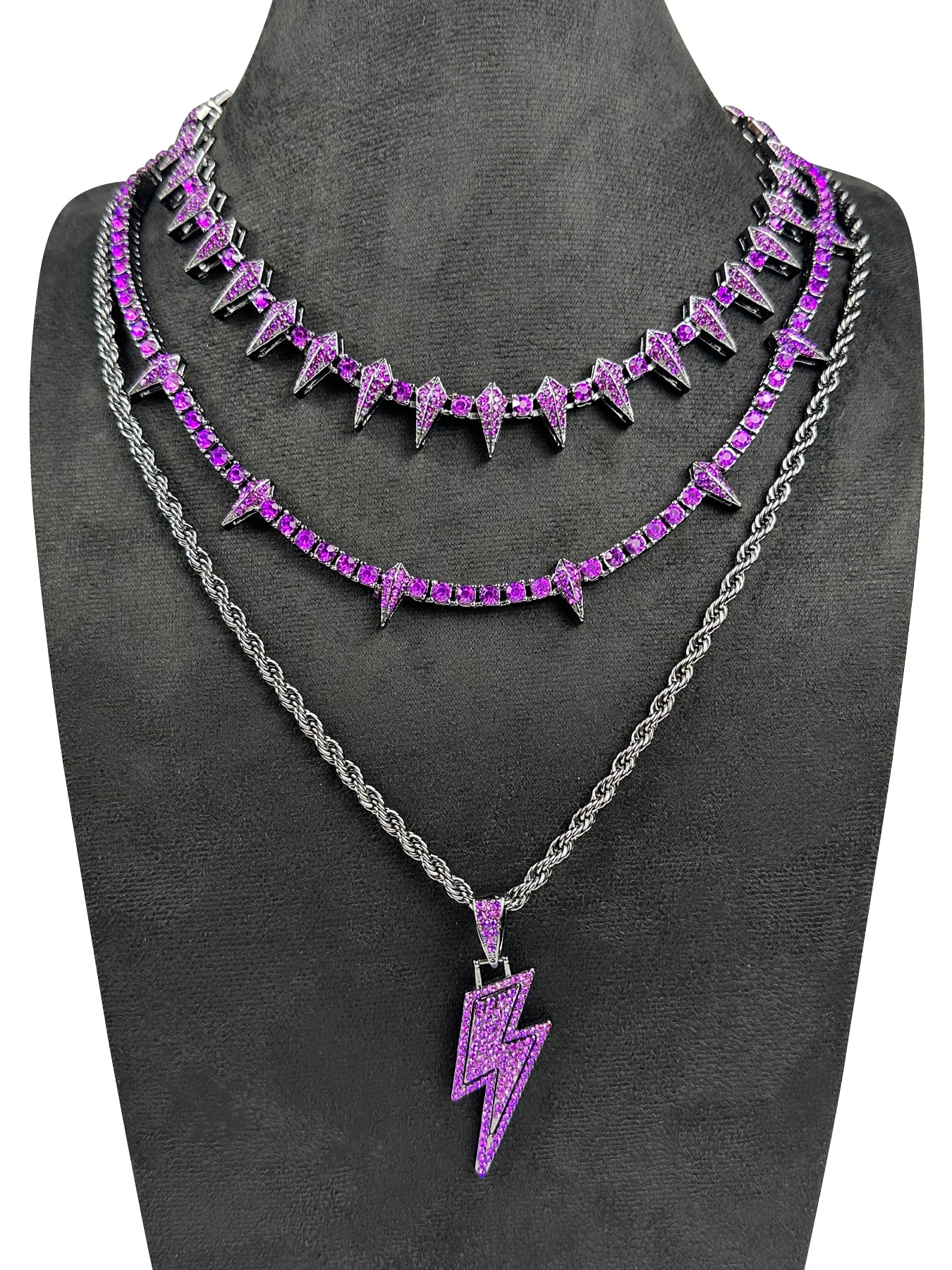 3PCS Purple ZC panther necklace