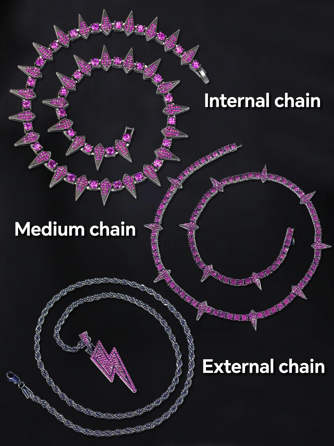 3PCS Purple ZC panther necklace